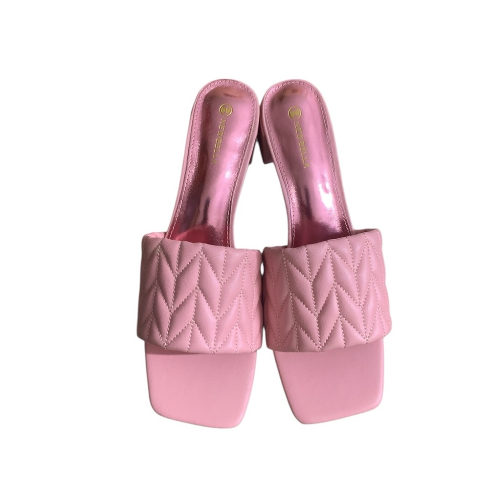 NewBella Elegant Pink Quilted Slide Heels